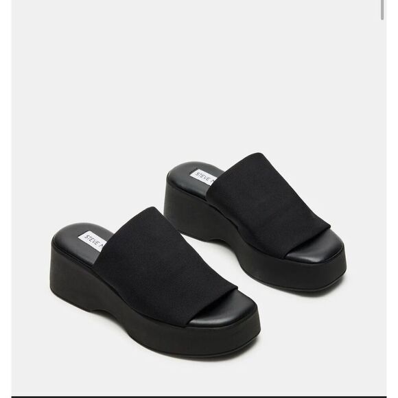 Steve Madden VTG 90’s Slinky Sandal Platform Shoe Size 8 Black Stretch Y2K - Picture 1 of 9